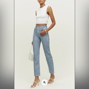 Reformation Cynthia Striped High Rise Straight Jeans